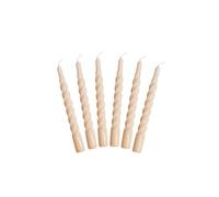 Candles with a Twist®, Made in Italy, 25 Colours Available, Dinner Candles, Twisted Candles Long Burning 5 Hours, Tapered Candles, Lacquered, Unscented Candle Gift Set, 6 pcs. 2.2 x 21cm (Nude)