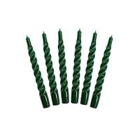 Candles with a Twist®, Made in Italy, 25 Colours Available, Dinner Candles, Twisted Candles Long Burning 5 Hours, Tapered Candles, Lacquered, Unscented Candle Gift Set, 6 pcs. 2.2 x 21cm (Green)