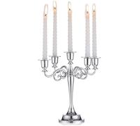Candlestick, 5 Arms Candelabra Metal Candle Holder 5-arms Vintage Stand 27cm Tall Wedding Party Event Stick Silver Candlestick Crafts Home Decor for Bar Table Centrepiece Decoration Craft