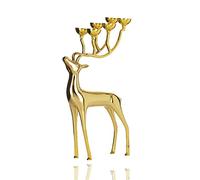 Candlestick Candle Holders Christmas Fawn Candlestick Gold and Silver Six-headed Creative Wedding Birthday Party Home Decoration Jewelry(Golden)