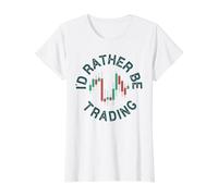 Candlestick Formation - I'd Rather Be Trading Crypto Trader Value Graphic T-Shirt, Women, White, XL