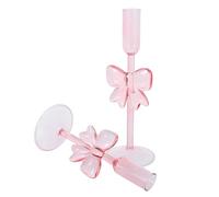 Candlestick Holder Pink Bow for Glass 2pcs Table Centerpiece Decor