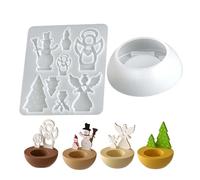 Candlestick Holders Mold - Gypsum Mould, Christmas Silicone Mold for Resin Casting, Silicone Chrristmas Moold for Crafts Handcraft Home Decoration Holiday | Angel Christmas Tree Snowman Plaster Moold