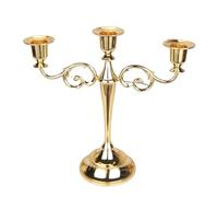 Candlestick Holders Silver Gold Black Bronze Metal Candlestick Holder Retro 3-Arm Dinner Candelabra Wedding Home Decor Candelabra(3-arms golden)