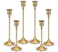 Candlestick Holders,Taper Candle Holder for Candlesticks, Gold Brass Vintage Candle Stick Candle Holder Candelabra Candle Holder for Fireplace Party Dining Home (Gold, 6 Pack)