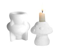 Candlestick Molds - 9 x 8cm Silicone Candle Holder | Mushroom Pillar Tealight Mould - Flexible Durable Craft Mould | DIY Resin Candle Making - Home Decoration Plaster