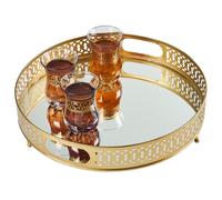 Candlestick Tray Decorative Serving Tray Gold 30cm Glass Tray Candle Dish
