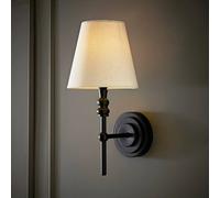 Valuelights Maggie Matte Black Wall Lamp With Linen Tapered Lamp Shade Black