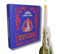 Candlestock Hippie Drippy Drip Candles - Pack of 6 Dripping Tapers - Wine Bottle Melting Candles (White)