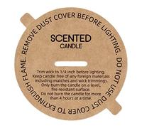 CandMak Candle Dust Covers, 160pcs Printed Kraft Card Candle Dust Lid with Pull Tab for Candle Making (3.125")