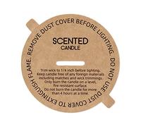 CandMak Candle Dust Covers, 160pcs Printed Kraft Card Candle Dust Lid with Pull Tab for Candle Making (2.75")