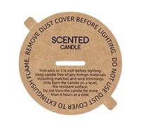 CandMak Candle Dust Covers, 160pcs Printed Kraft Card Candle Dust Lid with Pull Tab for Candle Making (2.875")