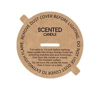 CandMak Candle Dust Covers, 160pcs Printed Kraft Card Candle Dust Lid with Pull Tab for Candle Making (2.625")