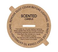 CandMak Candle Dust Covers, 160pcs Printed Kraft Card Candle Dust Lid with Pull Tab for Candle Making (3")