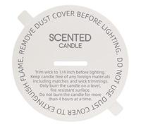 CandMak Candle Dust Covers, 160pcs Printed White Matte Candle Dust Lid with Pull Tab for Candle Making (3.25")