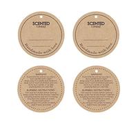 CandMak Candle Hang Tags, 160pcs 2" Diameter Handmade with Love Scented Candle Labels, Warning Labels for Candle Making