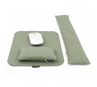 CandoCraft Large Mouse Mat with Wrist Support and Keyboard Wrist Rest Bean Bag Set, Ergonomic Mouse Keyboard Pad Cushion Filled Ergo Beads, Comfortable for Easy Typing Home Office (Light Army Green)