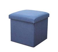 Candora Storage Footstool Folding Foot Stool, Foldable Ottoman Storage Seat, Foot Rest Stool, Portable Toy Storage Box with Thick Sponge Lid (4# Dark Blue, 30 * 30 * 30 cm)