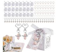 Cands for Wedding Sweets - 24 Pieces Candy Set | Containers for Cake Favors, Multifunctional Favors with Ribbon with Metal Angel for BA Party