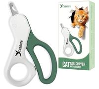 Candure Cat Nail Clippers with LED Light - Stainless Steel Claw Trimmers for Cats, Rabbits, Guinea Pigs, Birds, Kittens, Puppies & Small Animals - Pet Nail Clipper for Home & Professional Use, 3.5"