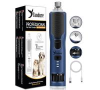 Candure Dog Nail Grinder Upto 7-Speed Dog Nail Trimmer for Large, Medium, Small Dogs, Cats & Pets - Low Noise Rechargeable Dog Claw Grinder with 360° LED Lights & Extra Grinder Head