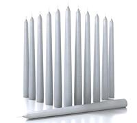 CandWax 1.9 x 30.5 cm Taper Candles - Set of 12, Dripless & Smokeless, Unscented, Slow Burning, Light Gray