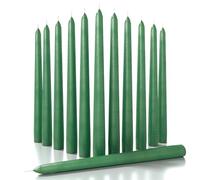 CANDWAX 25 cm Taper Candle Set of 12 - Dripless Tapered Candles Unscented Candle Sticks - Long Dinner Candles Long Burning - Green Candles