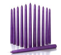 CANDWAX 25 cm Taper Candles Set of 12 - Dripless Tapered Candles Unscented Candle Sticks - Long Dinner Candles Perfect as Christmas Candles Long Burning- Purple Candles