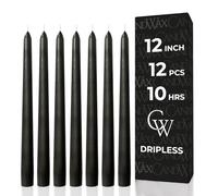 CANDWAX 30.5 cm Taper Candles - Set of 12, Dripless & Smokeless, Unscented, Slow Burning, Light Gray