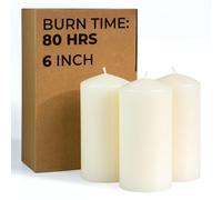 CANDWAX 3x6 inch Ivory Pillar Candle Set of 3 - Large Pillar Candles - Perfect for Any Occasion - Long Burning Unscented Pillars