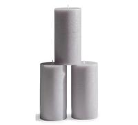 CANDWAX 7.6x15.2 cm Pillar Candles Set of 3 - Decorative Rustic Candles Unscented and Dinner Candles - Ideal as Wedding Candles or Large Candles for Home Interior - Light Gray Candles