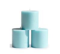 CANDWAX 7.6x7.6 cm Pillar Candle Set of 3 - Decorative Candles Unscented and No Drip Candles - Ideal as Wedding Candles or Large Candles for Home Interior - Light Turquoise Candles