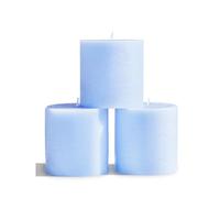 CANDWAX 7.6x7.6 cm Pillar Candle Set of 3 - Decorative Candles Unscented and No Drip Candles - Ideal as Wedding Candles or Large Candles for Home Interior - Light Blue Candles