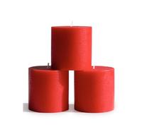 CANDWAX 7.6x7.6 cm Pillar Candle Set of 3 - Decorative Red Christmas Candles Unscented - Ideal as Wedding Candles or Christmas Candles for Home - Red Candles