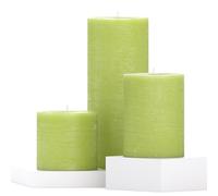 CANDWAX Assorted Pillar Candles Set of 3 - Sizes 7.6/10.2/20.3 cm - Unscented Candles Ideal for Weddings and Home Decor - Olive Candles