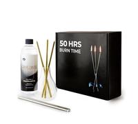 CANDWAX Refillable Candle - Glass Oil Candle Gift Set with Liquid Paraffin Bottle 17oz, Funnel and 2 Sets of Metal Wicks Gold and Silver - Everlasting Candle Ideal as Decorative Candles