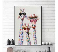 CANDX Giraffe Pictures on Canvas, Retro Curious Giraffes Canvas, Modern Wall Art Picture Home Living Room Bedroom Wall Decor Unframed (Giraffe, 50 x 70 cm)
