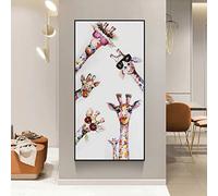 CANDX Wall Art Poster and Prints Animals, Picture on Canvas Colourful Giraffe 50 x 100 cm, Picture on Canvas Graffiti, Giraffe Canvas Pictures Frameless (Giraffe, 50 x 100 cm)