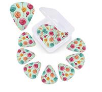 Candy And Lollipops Guitar Picks Set of 12 with Custom Organizer Storage Box, Guitar Accessories, Ukulele for Acoustic Guitar, Bass, Valentine's Day Gift