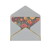 Candy And Lollipops Luxury Pearl Paper Greeting Card With Gold Border, Blank Inside, With Envelope - Birthday, Wedding, Christmas, Valentine