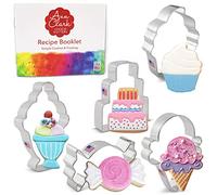 Candy and Sweets Cookie Cutters 5-Pc. Set Made in The USA by Ann Clark, Candy, Cupcake, Ice Cream Cone, Cake, Ice Cream Sundae