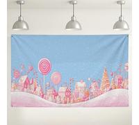 Candy Backdrop, Sweet Treats Winter Wonderland Decorations, Colorful Indoor/Outdoor Photo Background for Holiday Parties and Events 71x43 Inch
