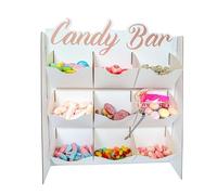Candy Bar - Candy Machine with 9 Compartments and Tongs - Candy Bar Accessories Wedding Decoration Chewing Gum Machine - For Jelly Beans Gummy Bears Wine Gum Jelly Fruit