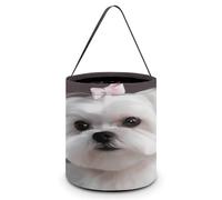 Candy Basket, Lovely Maltese Dog Printed Candy Basket,trick Or Treat Handbag,portable Candy Basket, Lovely Maltese Dog, One Size