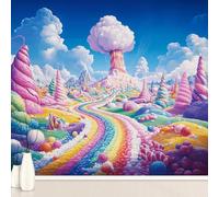 Candy Beautiful Land Lollipop Wall Sticker, Candy Paradise Fairy Murals Self Adhesive Photo, Colorful Candy Wallpaper PVC Murals for Bedroom, Living Room Wall Art 260x175 cm