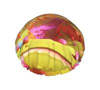Candy Beautiful Land Shower Cap For Women Reusable Double Layers Bathing Bath Cap Hair Caps Waterproof Elastic Band Ladies Spa Salon Shower Hat Hair Caps