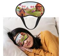 Candy Beautiful Land Sleep Mask Soft Blackout Eye Mask with Adjustable Strap Comfortable Eye Shade Cover for Women Men Deep Rest Travel Work Home