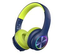 Candy Bila Kids Bluetooth 6.0 Headphones with LED Light, 85Hours Playtimes, Type-C Fast Charging, 85/94dB Volume Limited, Comfort Wireless Headphones with Built-in Mic, Wired & TF Card Mode, Green