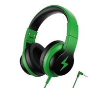 Candy Bila Kids Headphones, Wired Headphones for Kids Over Ear with Microphone, 85/94dB Volume Limiter Headphone for Girls Boys, Foldable Headphone for Learning & Entertainment, Black and Green