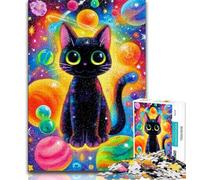 Candy Black Cat Puzzles 1000 Pieces for Teenagers,Help The Brain Exercise Addictive Toys to Cultivate Patience Unique Challenge Game (38x26cm)